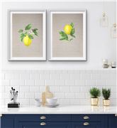 I Heart Wall Art - Lemons On Linen 2pc White Frame 100x140