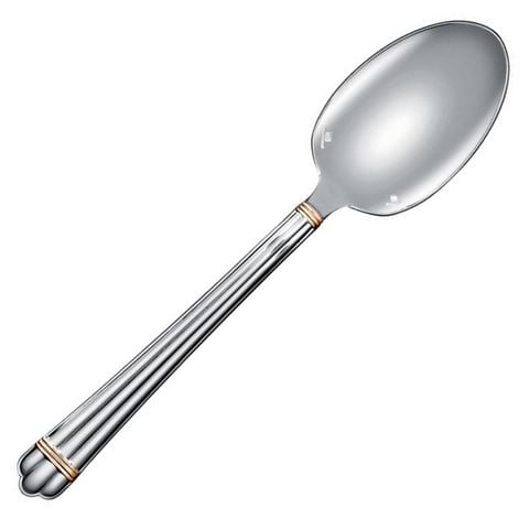 Christofle Aria Silverplate Desert Spoon w/24k Gold Rings - Peter's of Kensington