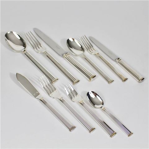 Christofle - Triade Silverplated Gold Rings Dessert Fork