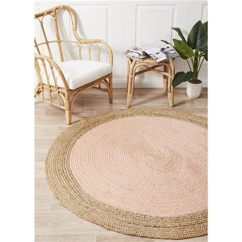 Tapete Rug - Bohemian Round Rug Pink Jute 120cm