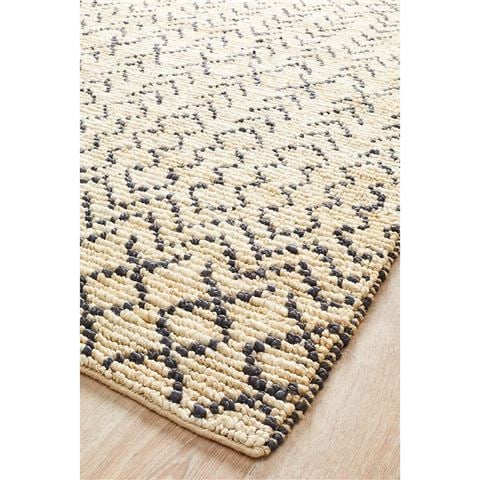 Tapete Rug Kenya Jute Tribal Rug Black 225x155cm - Peter's of Kensington