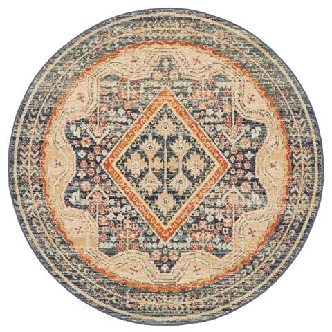 Tapete Rug Legacy Aztec Diamond Round Rug Navy 200x200cm - Peter's of Kensington