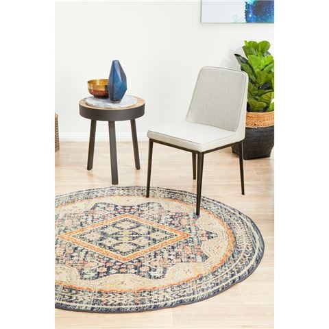 Tapete Rug Legacy Aztec Diamond Round Rug Navy 240x240cm - Peter's of Kensington