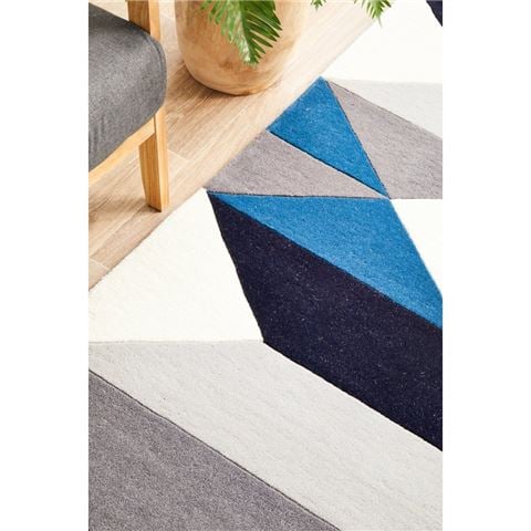 Tapete Rug - Matrix Geo 3D Wool Runner Rug Steel 300x80cm