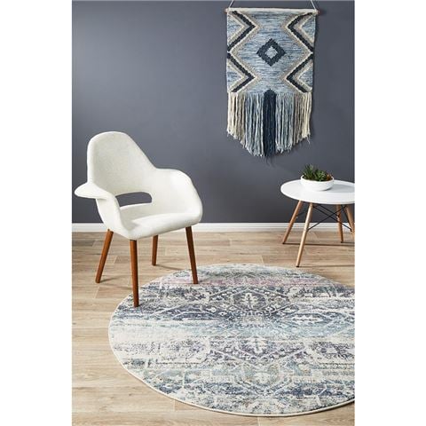Tapete Rug Museum Vintage Round Rug Blue 240x240cm - Peter's of Kensington