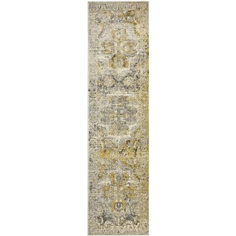 Tapete Rug Museum Runner Rug Yellow & Grey 400x80cm - Peter's of Kensington