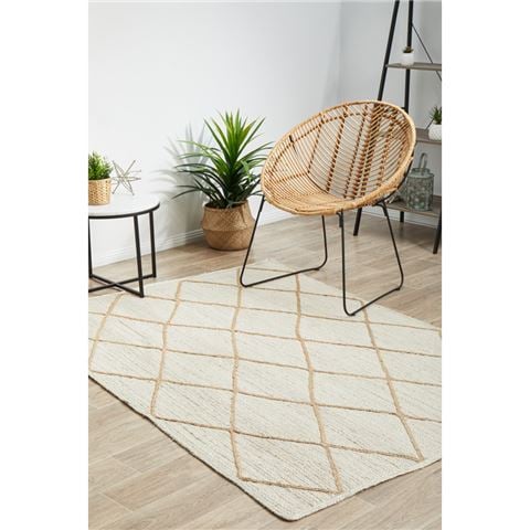Tapete Rug Noosa Diamond Rug White 220x150cm - Peter's of Kensington