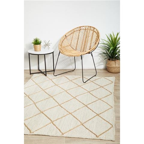 Tapete Rug Noosa Diamond Rug White 280x190cm - Peter's of Kensington