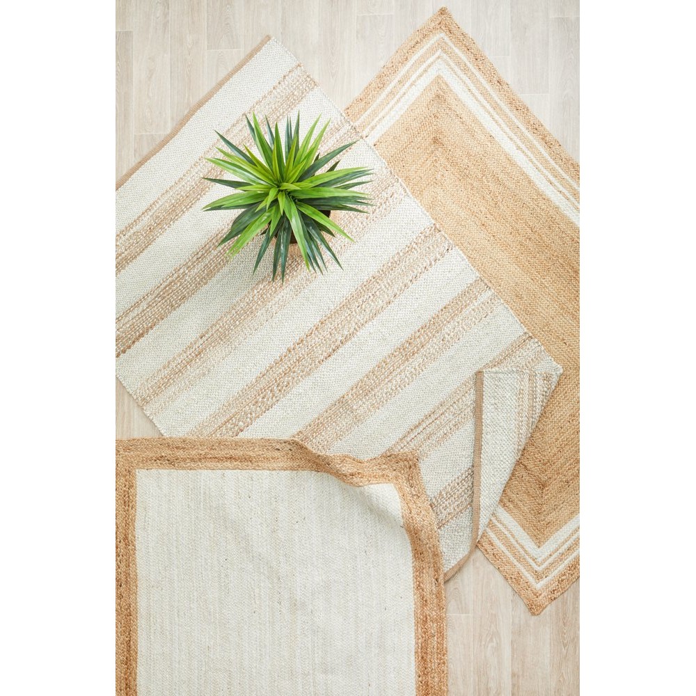 Tapete Rug Natural & White Jute Striped Rug 280x190cm Peter's of