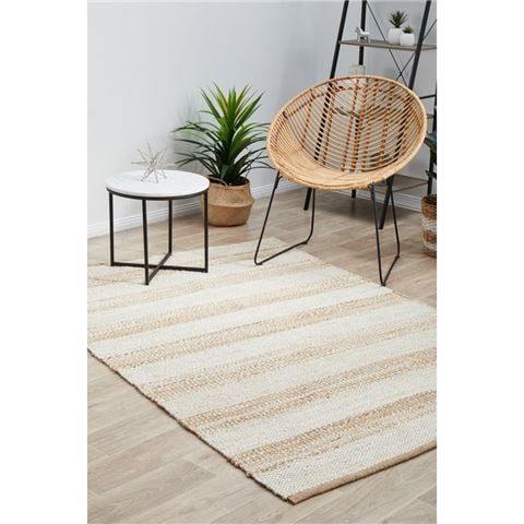 Tapete Rug Noosa Jute Striped Rug Natural & White 400x300cm - Peter's of Kensington