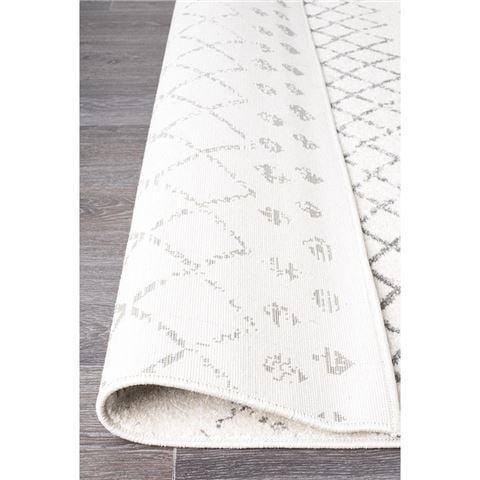 Tapete Rug Oasis Diamond Runner Rug White 300x80cm - Peter's of Kensington
