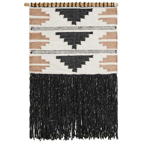 Tapete Rug - Black & Taupe & Wool Tribal Wall Hanging