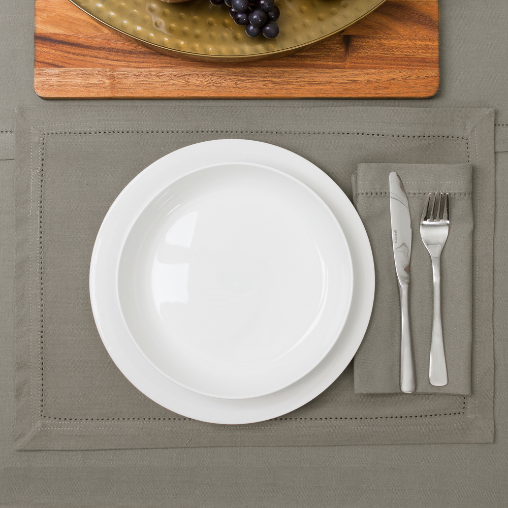 Rans Hemstitch Placemat Grey 33x48cm Peter's of Kensington