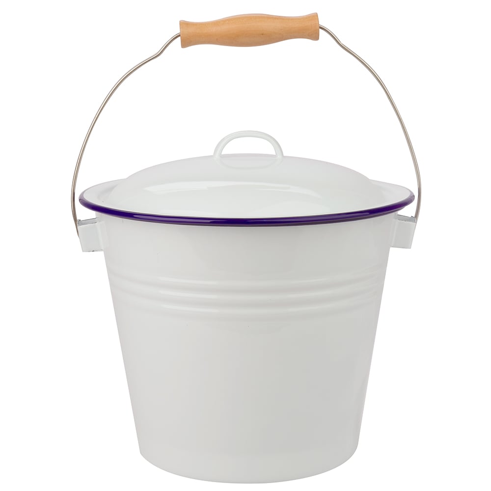 Falcon Enamel Bucket With Lid White & Blue 5L Peter's of Kensington