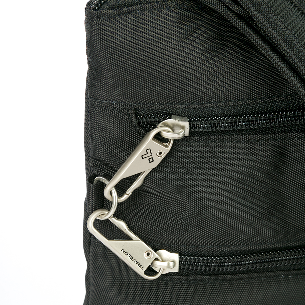 Travelon Anti Theft Black Slim Dbl Zip CrossBody Bag Peter's of