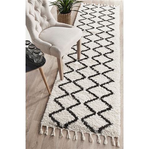 Tapete Rug Saffron Shag Runner Rug White 400x80cm - Peter's of Kensington
