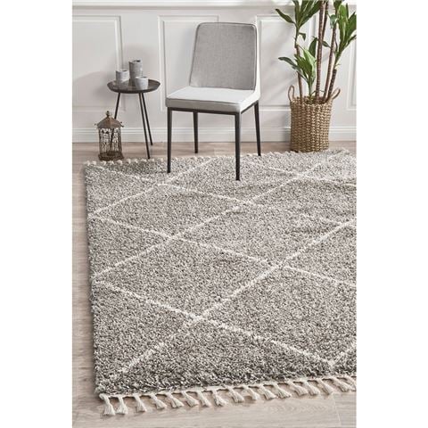 Tapete Rug Saffron Geometric Shag Rug Grey 170x120cm - Peter's of Kensington