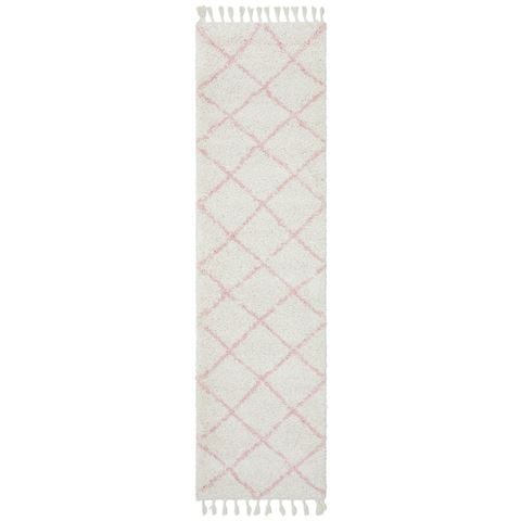 Tapete Rug Saffron Geometric Shag Runner Rug Pink 400x80 - Peter's of Kensington