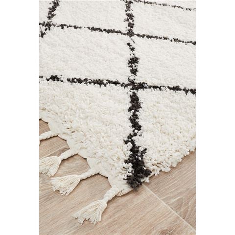 Tapete Rug Saffron Geometric Shag Runner Rug White 300x80 - Peter's of Kensington