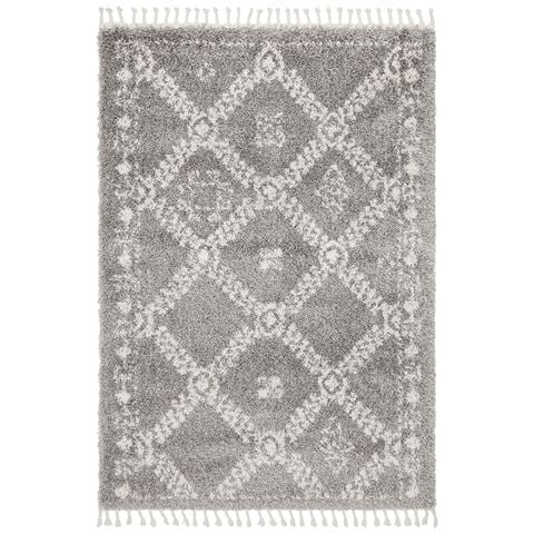 Tapete Rug Saffron Bohemian Shag Rug Silver 170x120cm - Peter's of Kensington