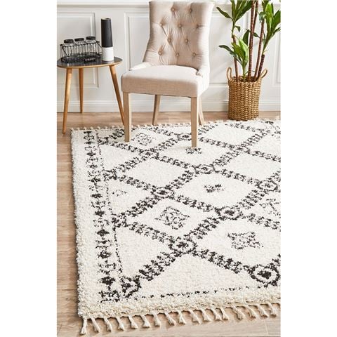 Tapete Rug Saffron Bohemian Shag Rug White 400x300cm - Peter's of Kensington