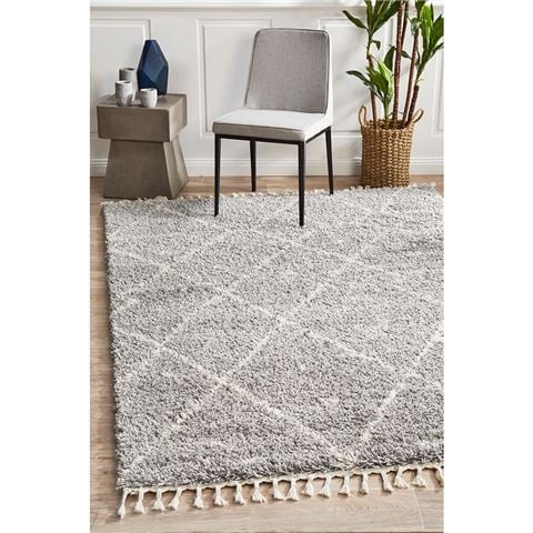 Tapete Rug Saffron Moroccan Shag Rug Silver 170x120cm - Peter's of Kensington