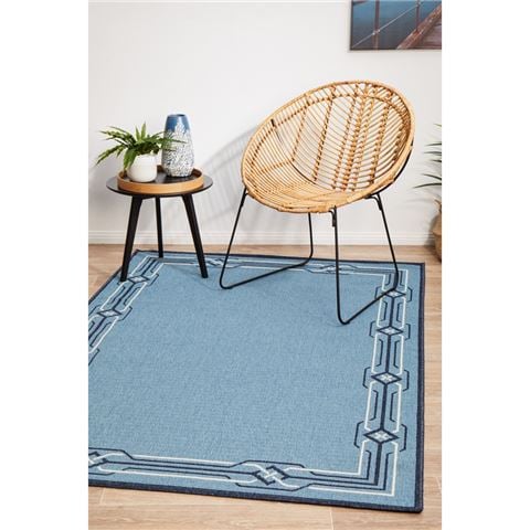 Tapete Rug - Seaside Blue Outdoor Bordered Rug 280x190cm