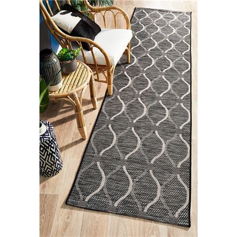 Tapete Rug - Terrace Trellis Runner Rug Black 300x80cm