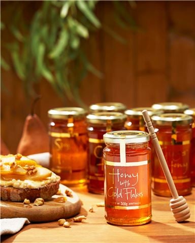 Ogilvie & Co Honey With Gold Flakes & Dipper 300g - Peter's of Kensington