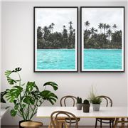 I Heart Wall Art - Tropical beach 2pce White Frame 100x140