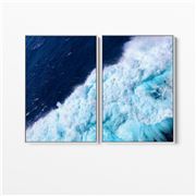 I Heart Wall Art - Blue Wave 2pce White Frame 100x140