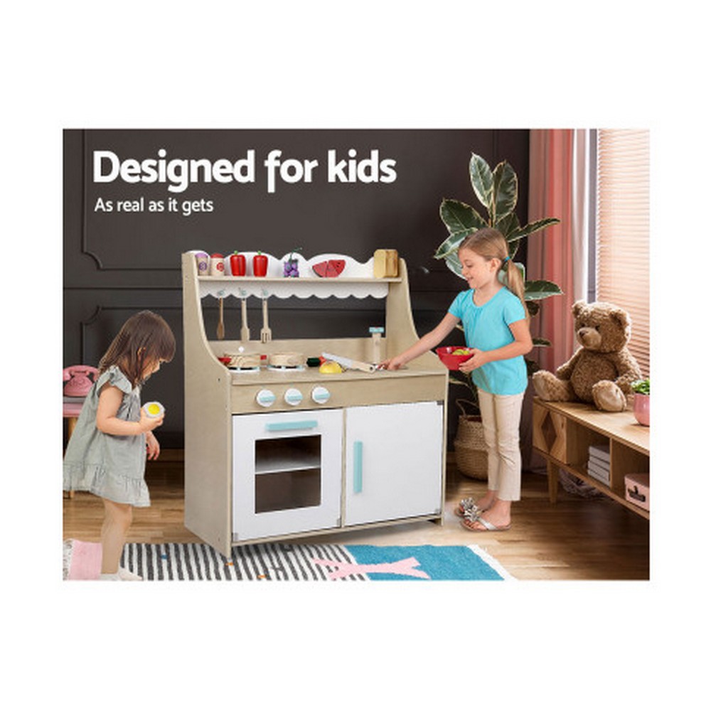 Kids Play Kids Wooden Kitchen Play Set Natural & White Peter's of