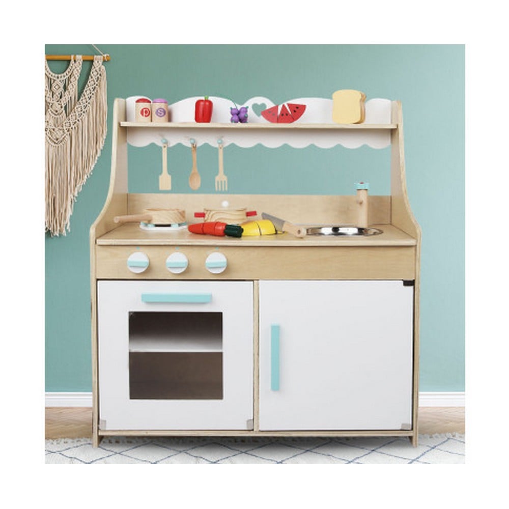 Kids Play Kids Wooden Kitchen Play Set Natural & White Peter's of