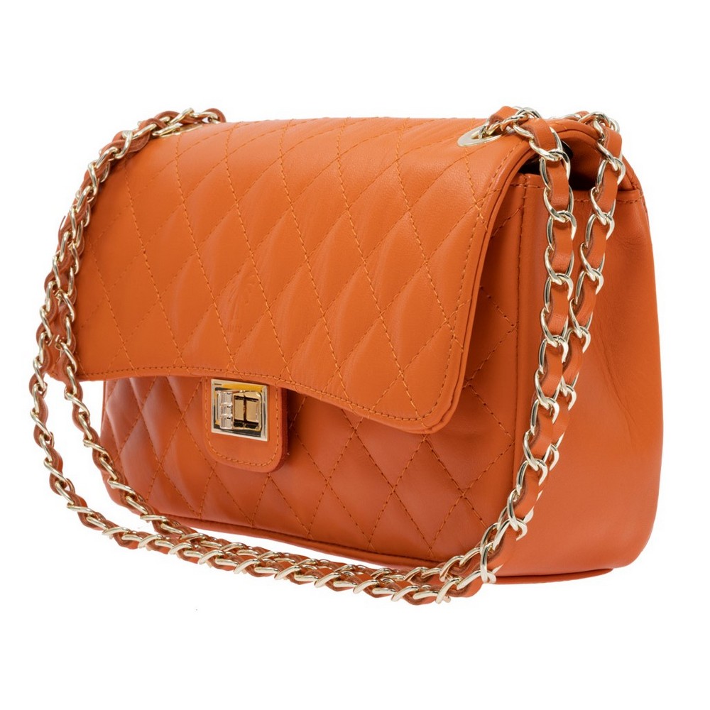 Marlafiji - Bianca Quilted Leather Handbag Orange | Peter's of Kensington