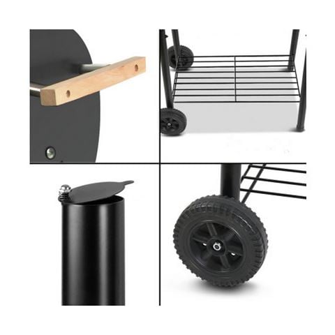 Fotya - 2-in-1 Offset BBQ Smoker Black