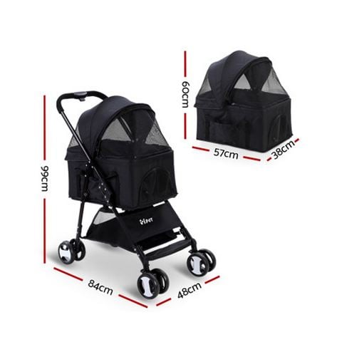 Pawfection - i.Pet Pet Stroller Dog Carrier 3 IN 1 Black