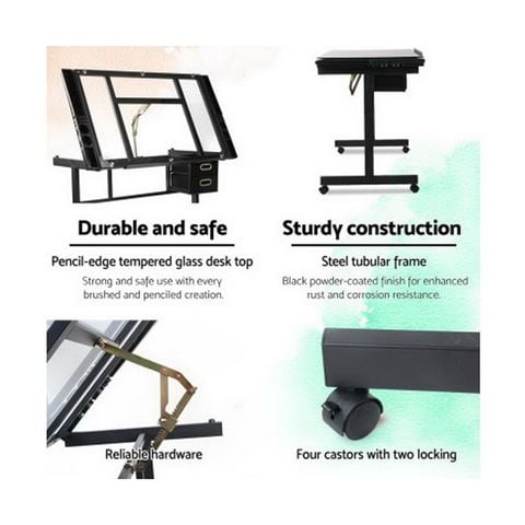 Home Office Design Adjustable Drawing Desk Black/Grey - Peter's of Kensington