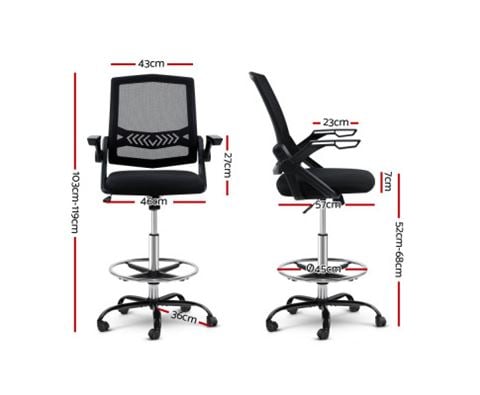 Home Office Design Chair Veer Drafting Stool Armrest Black - Peter's of Kensington