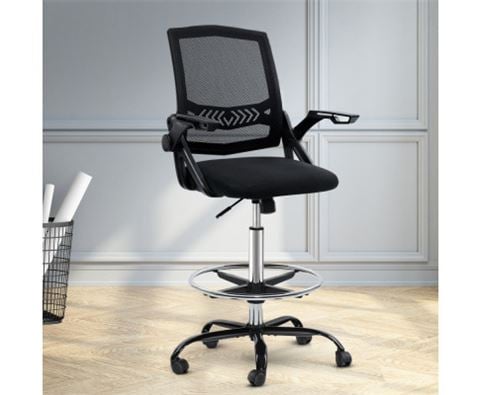 Home Office Design Chair Veer Drafting Stool Armrest Black - Peter's of Kensington