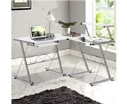 Home Office Design - Corner Metal Pull Out Table Desk White