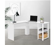 Home Office Design - Desk Corner L-Shape Shelf White