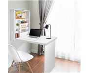 Home Office Design - Foldable Desk with Bookshelf White