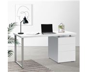 Home Office Design - Metal Desk with 3 Drawers White