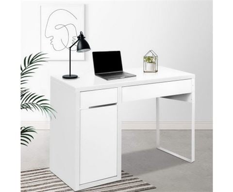 Home Office Design Metal Desk With Storage Cabinets White - Peter's of Kensington