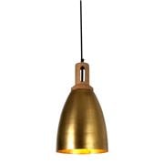 Zaffero - Lewis Dome Pendant Light With Wooden Top Brass