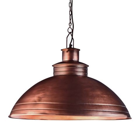 Zaffero Sheldon Large Iron Dome Pendant Light Copper - Peter's of Kensington