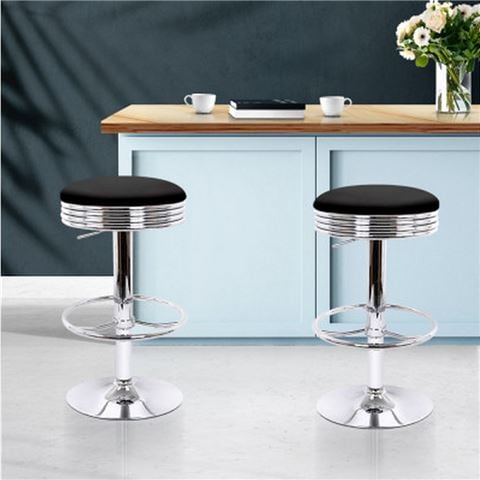 MyBar Backless PU Bar Stool Black Set 2pc - Peter's of Kensington