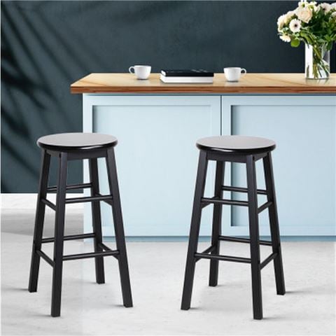 MyBar - Beech Wood Bar Stool Black Set 2pc