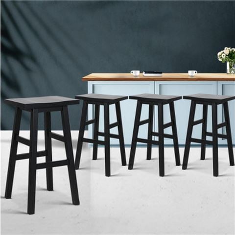 MyBar - Beech Wood Bar Stool Black Set 4pc