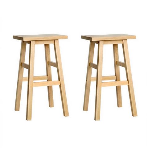 MyBar - Beech Wood Bar Stool Natural Set 2pc